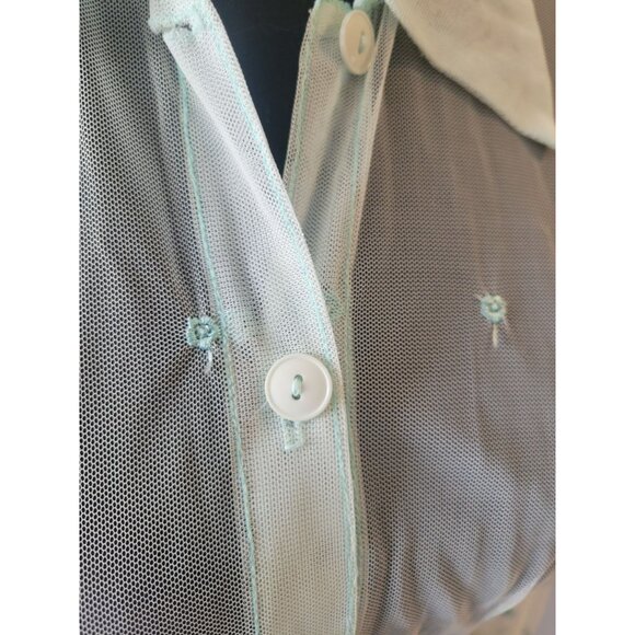 Hugo Buscati Sheer Long Sleeve Collared Long Sleeve Button Down Blouse Size S - Picture 4 of 10